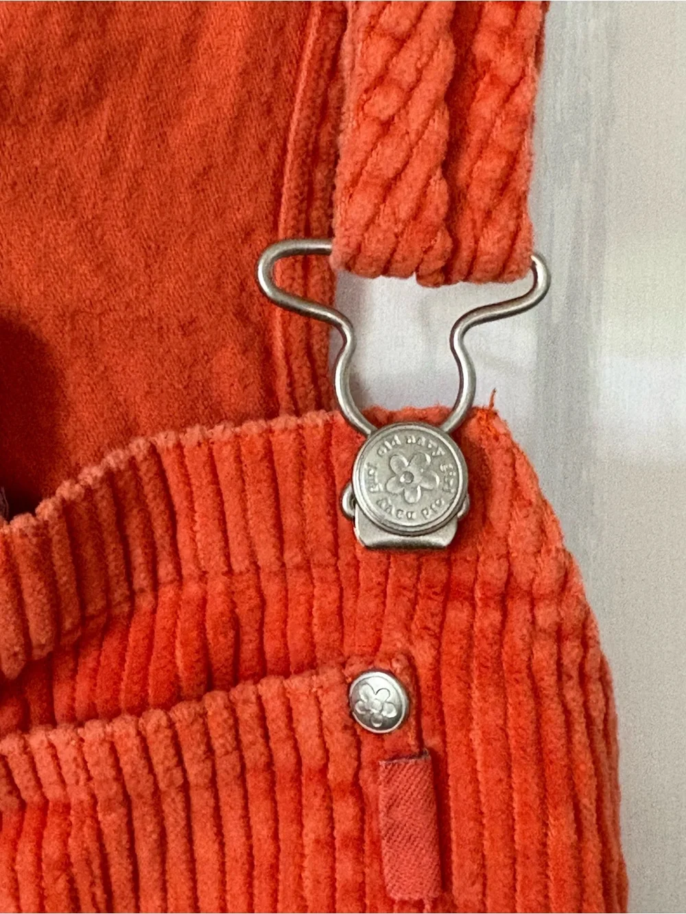 Old Navy Bright Orange Corduroy Overall Dress for Kids